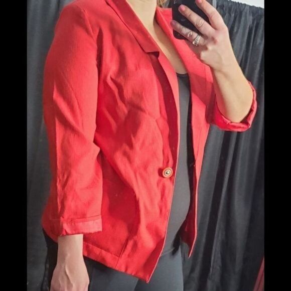 Vintage 80s 90s Red Oversized Boyfriend Blazer - Picture 4 of 10